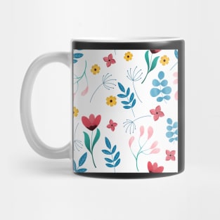 Floral Pattern Illustration Pink Yellow Blue Green Mug